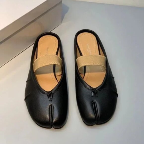 Maison Margiela Tabi Ballet Flats Black Size 38 US8 w/ Elastic Band Japan - Picture 7 of 7